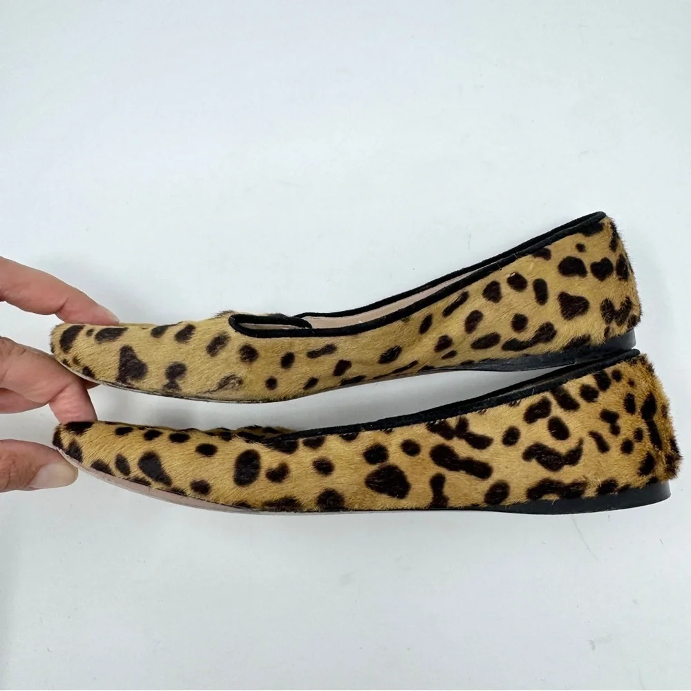 Prada Brown Black Pony Hair Leather Cheetah Print Loafer Flats